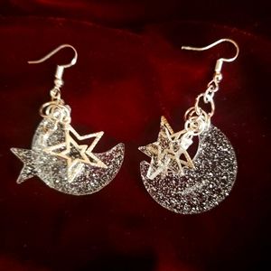 Handmade Moon and Stars Earrings
